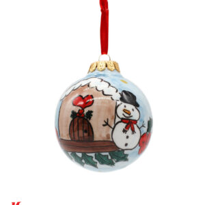 Pallina di Natale in Ceramica Dipinta a Mano - Pupazzo di Neve