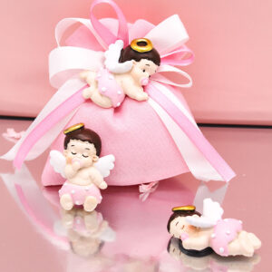 Angioletto Calamita Rosa 5 cm – Bomboniera Nascita e Battesimo