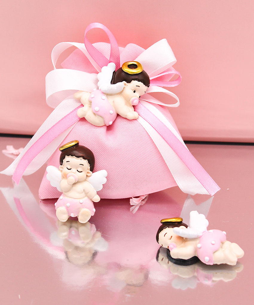 Angioletto Calamita Rosa 5 cm – Bomboniera Nascita e Battesimo