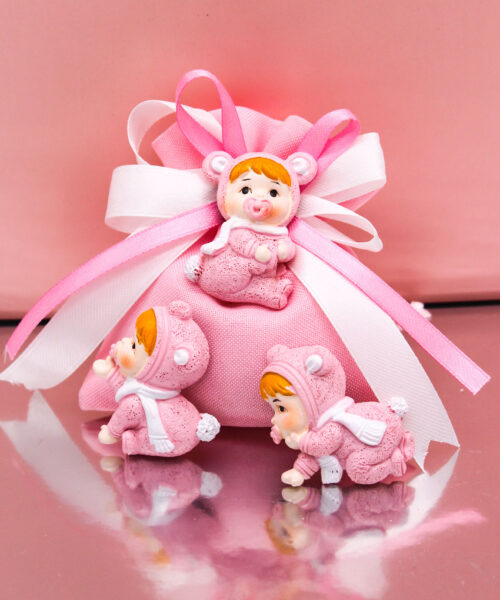 Bomboniera Bimbetta Magnete Rosa – 3 Modelli Assortiti – 5 cm