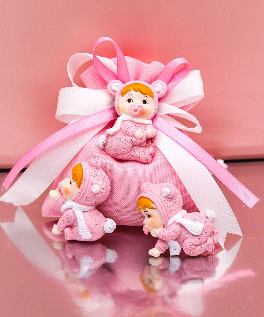 Bomboniera Bimbetta Magnete Rosa – 3 Modelli Assortiti – 5 cm