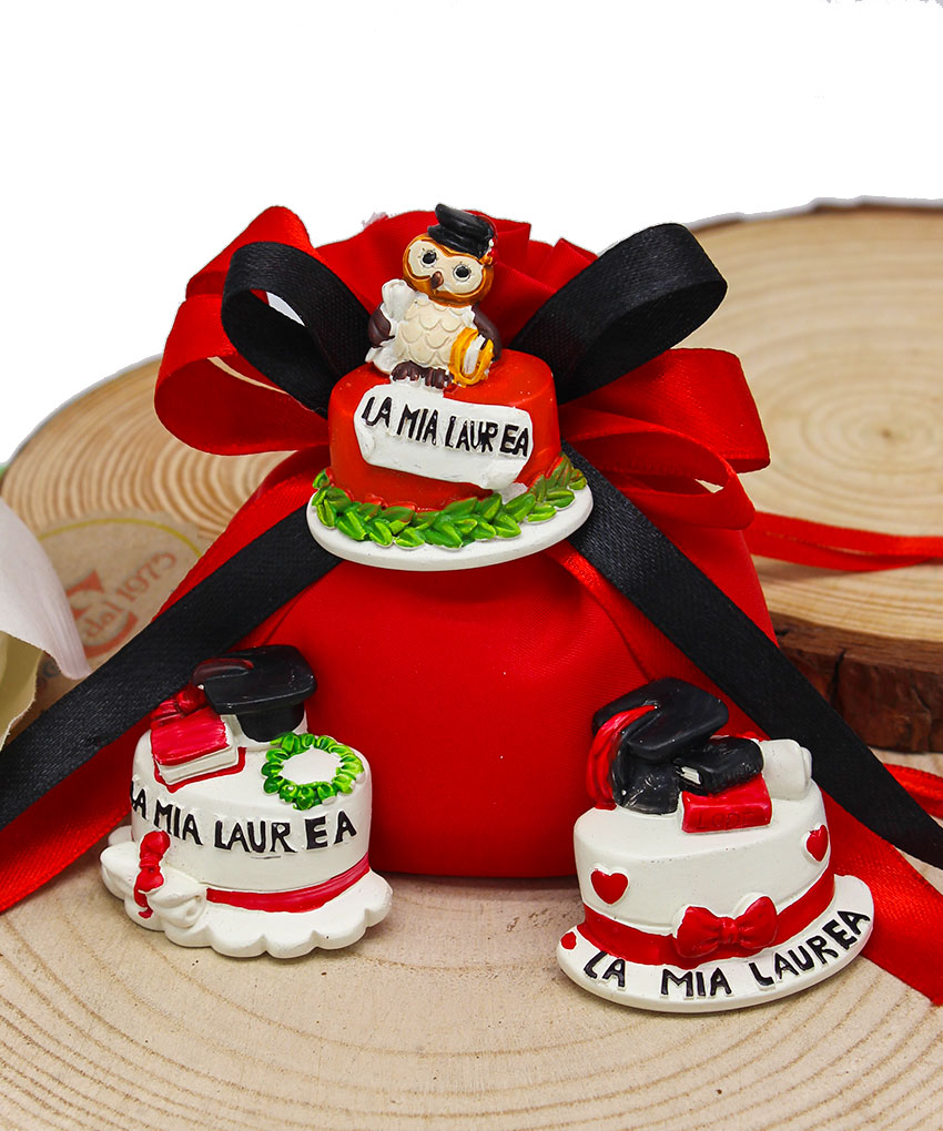Bomboniera Torta Laurea Magnete – 3 Modelli Assortiti – 5 cm