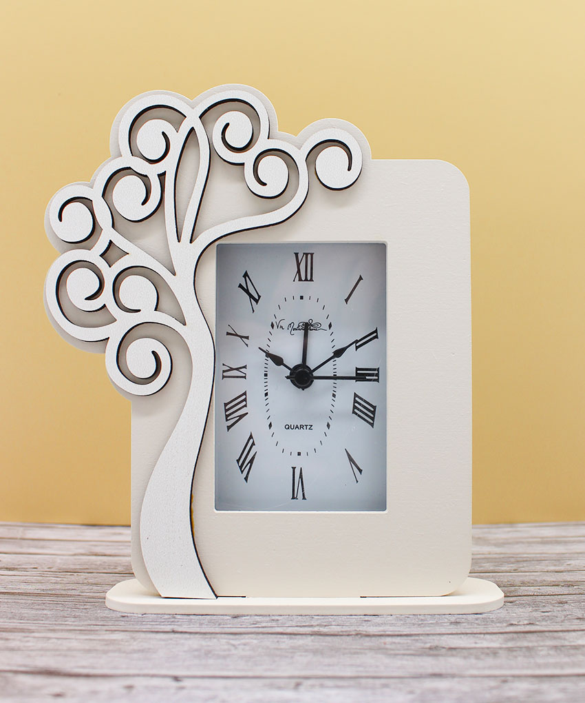 Bomboniera Orologio Albero della Vita in Legno – Sabbia – 12 × 16 cm