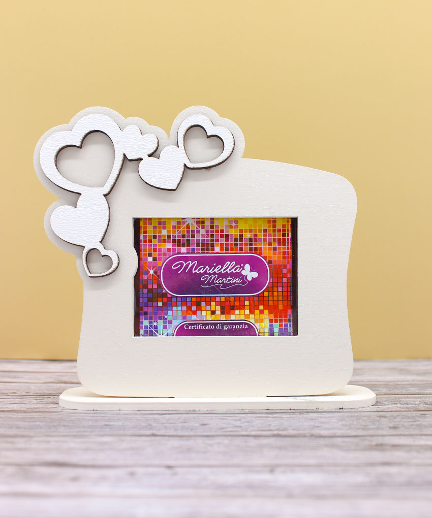 Bomboniera Portafoto con Cuori – Colore Sabbia – 12 × 12 cm