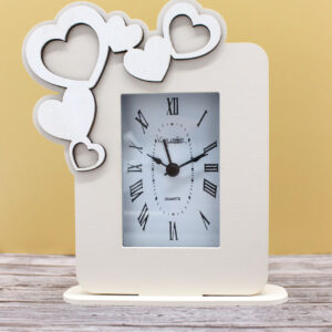 Bomboniera Orologio da Tavolo Cuori Sabbia 13×16 cm