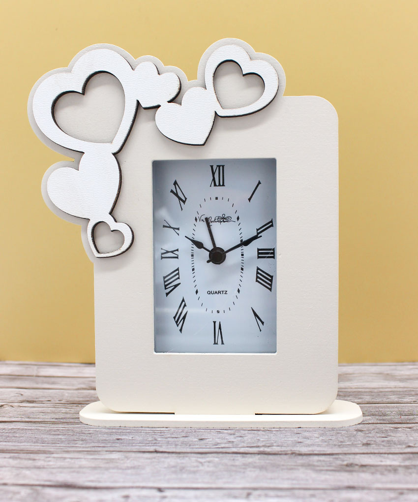 Bomboniera Orologio da Tavolo Cuori Sabbia 13×16 cm
