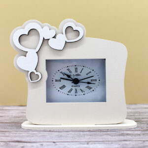 Bomboniera Orologio con Cuori – Colore Sabbia – 12 × 12 cm