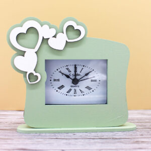 Bomboniera Orologio Cuori Verde Salvia 12×12 cm