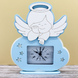 Bomboniera Orologio Angioletto Azzurro 14×17 cm