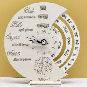 Bomboniera Datario con Albero della Vita e Frase Romantica colore Sabbia – 16 × 17 cm