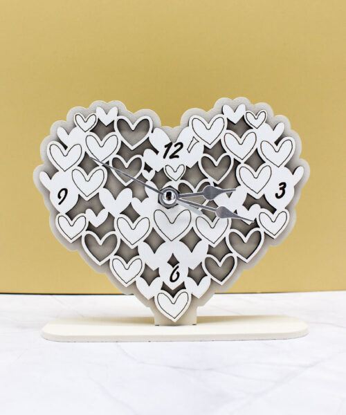 Bomboniera Orologio Cuore Legno Sabbia 14x12 cm