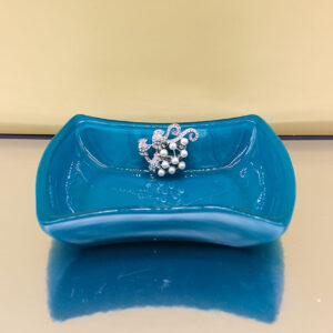 Bomboniera Svuotatasche Perline e Strass Ottanio 15x12 cm