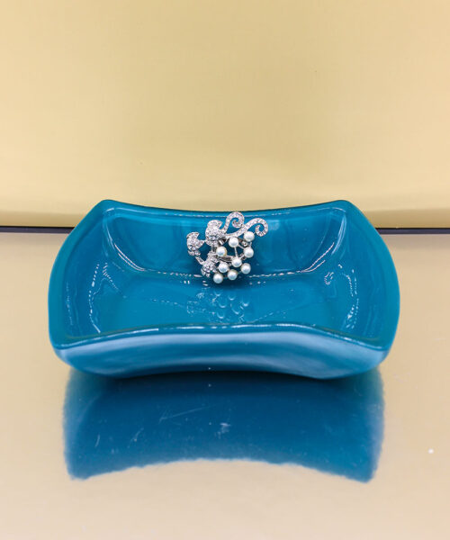 Bomboniera Svuotatasche Perline e Strass Ottanio 15x12 cm