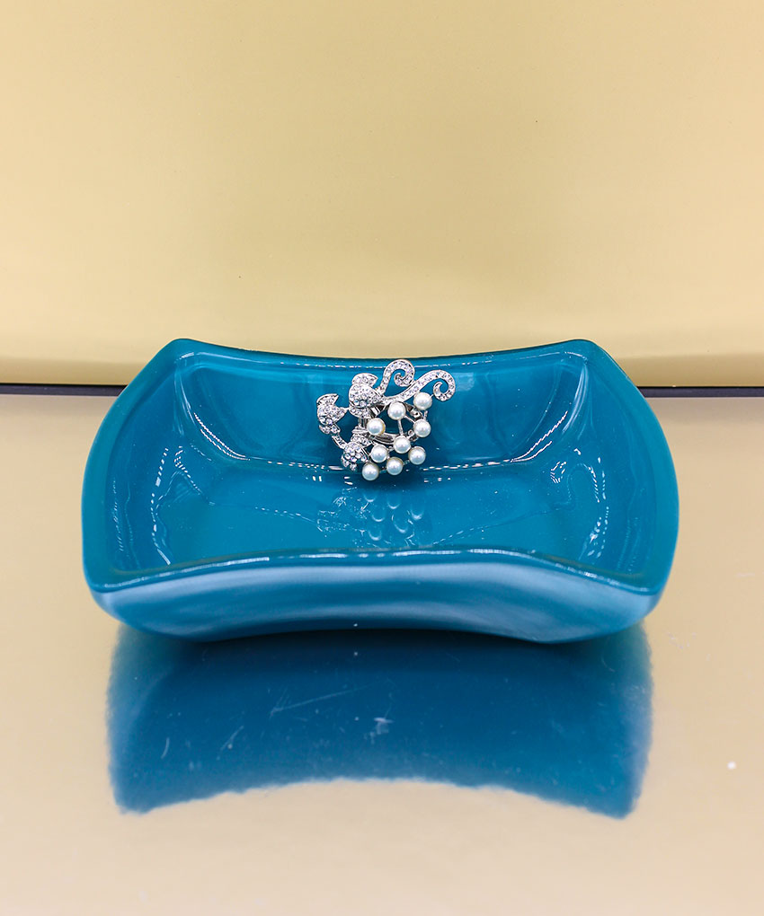 Bomboniera Svuotatasche Perline e Strass Ottanio 15x12 cm