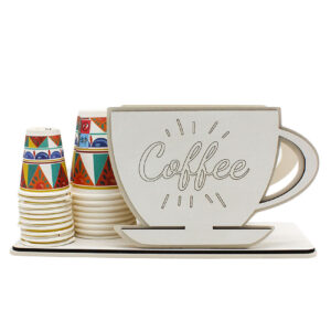 Bomboniera Porta Cialde e Bicchierini Caffè a Forma di Tazzina Grande colore Sabbia – 24 × 13 cm