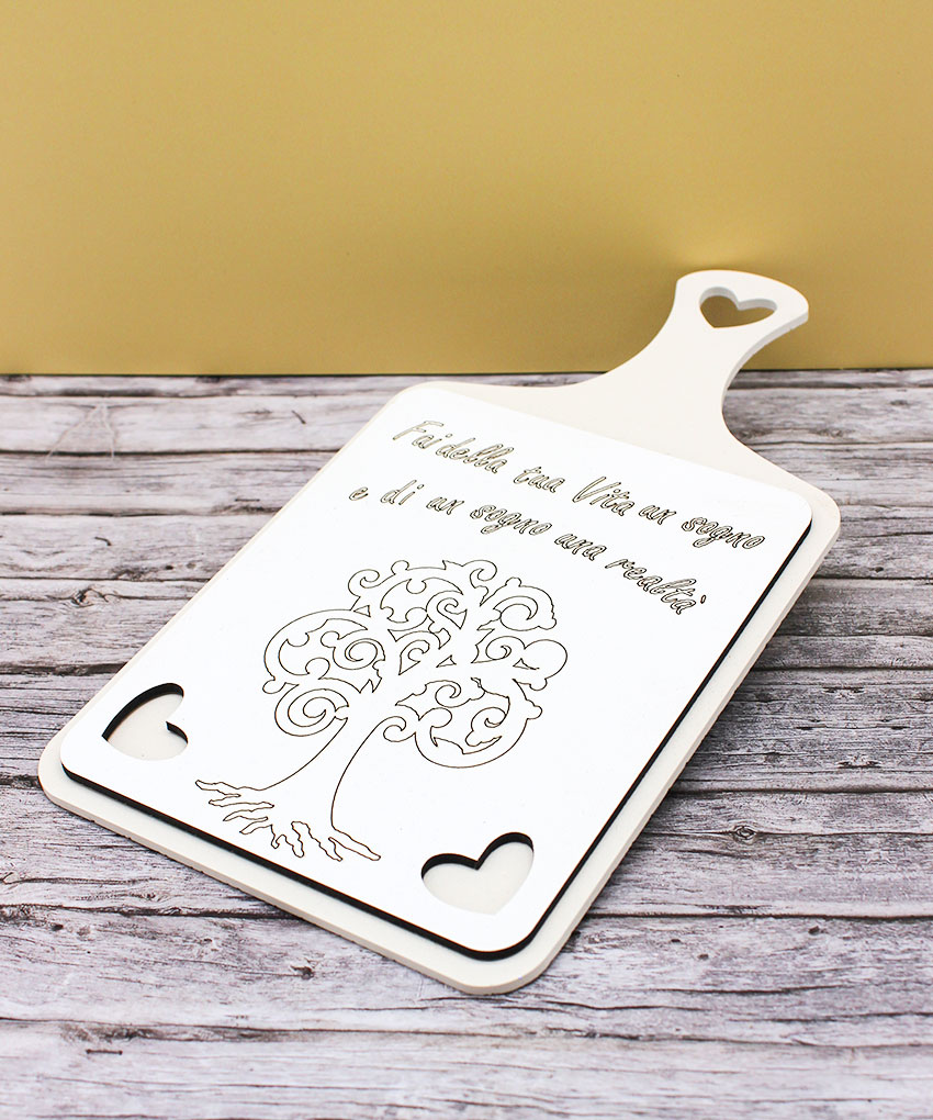 Bomboniera Tagliere Albero della Vita Sabbia 13x24 cm