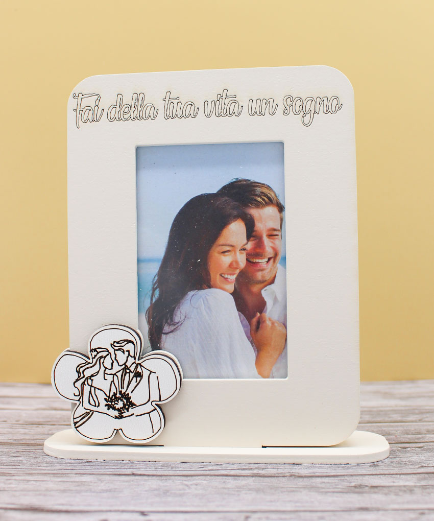 Bomboniera Portafoto Coppia Sposi Sabbia 12x14 cm