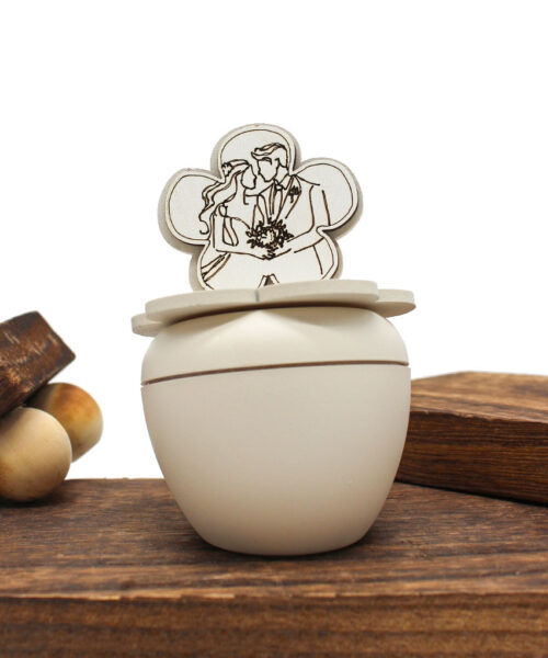 Bomboniera Candela Coppia Sposi con Contenitore 7x9 cm