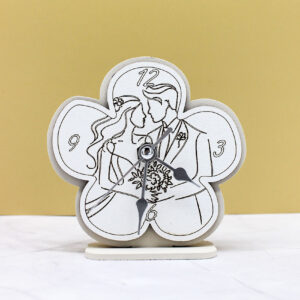 Bomboniera Orologio Coppia Sposi Fiore Sabbia 10x10 cm