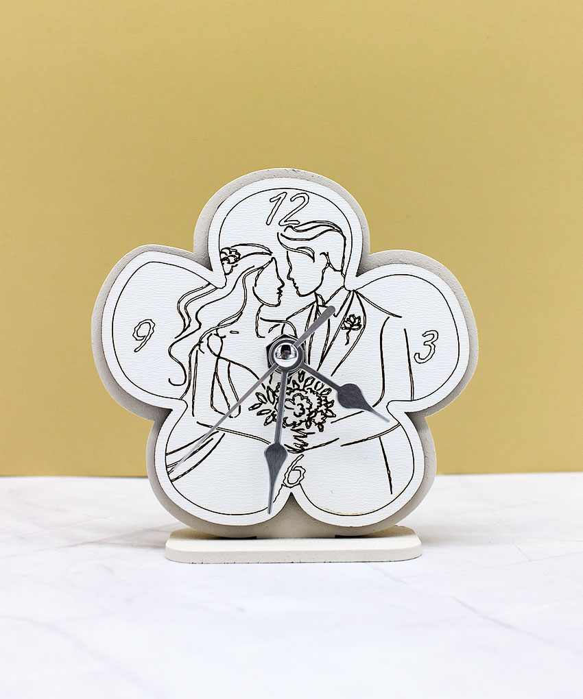 Bomboniera Orologio Coppia Sposi Fiore Sabbia 10x10 cm