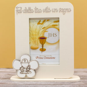 CR6079-S – Bomboniera Portafoto Comunione con Calice colore Sabbia – 12 × 19 cm