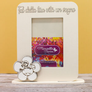 CR6093 – Bomboniera Portafoto con Piccolo Principe in legno colore Sabbia – 12 × 19 cm