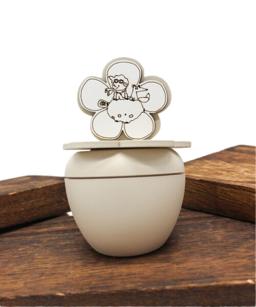 CR6095-S – Bomboniera Candela con coperchio simbolo Piccolo Principe colore Sabbia – 7 × 9 cm