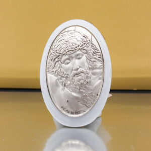 Bomboniera Icona Gesù in Argento su Base in Porcellana Bianca – h 7,5 cm