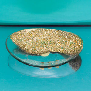 Bomboniera Svuotatasche in Vetro con Dettagli Oro – Ø 17 cm