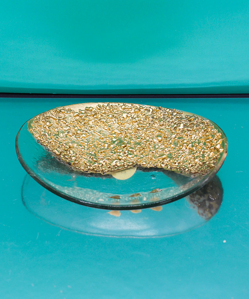 Bomboniera Svuotatasche in Vetro con Dettagli Oro – Ø 17 cm