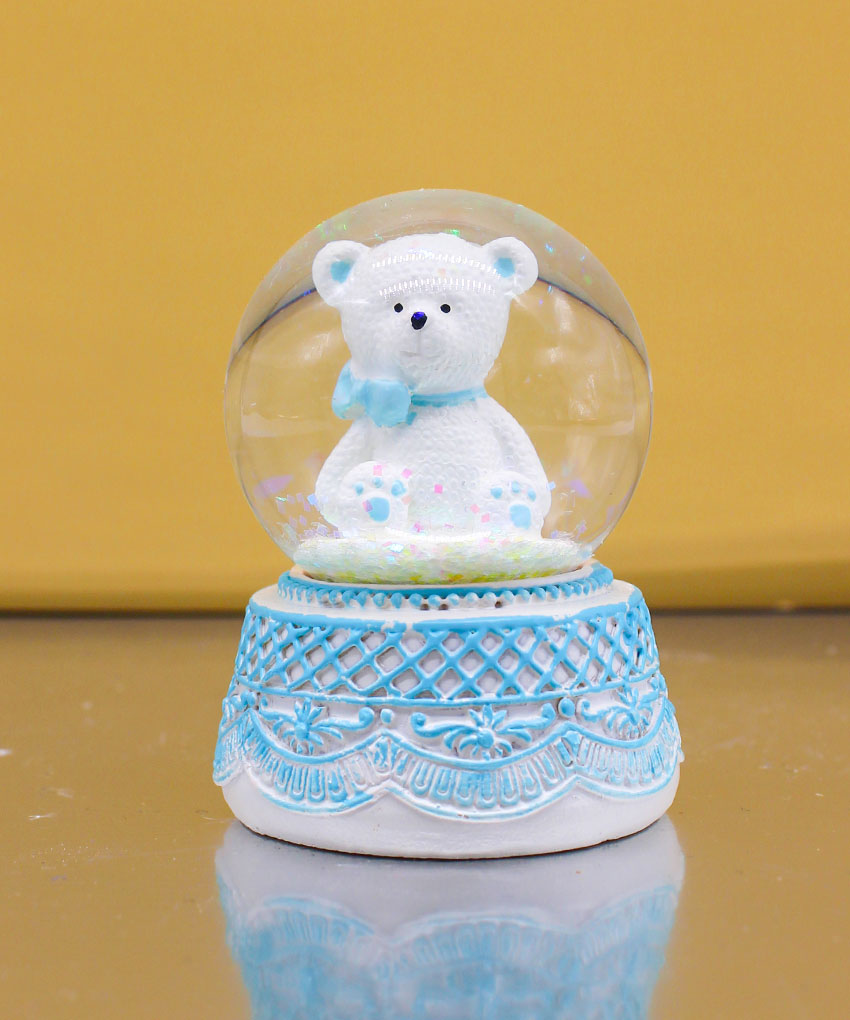 Bomboniera Palla di Neve Snowglobes con Orsetto Celeste – 7 cm