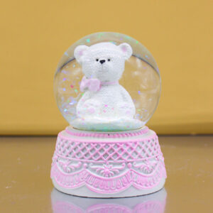Bomboniera Palla di Neve Snowglobe con Orsetta Rosa – 7 cm