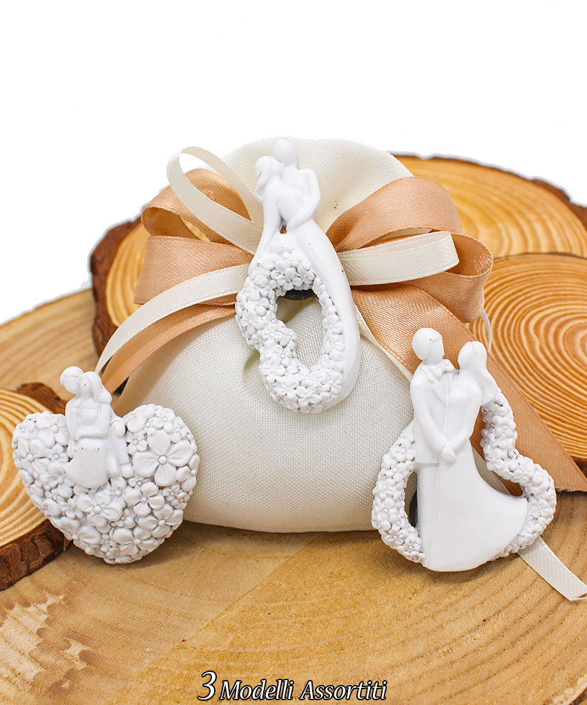 Bomboniere Sposi Magneti Bianchi – 3 Modelli Assortiti in Resina
