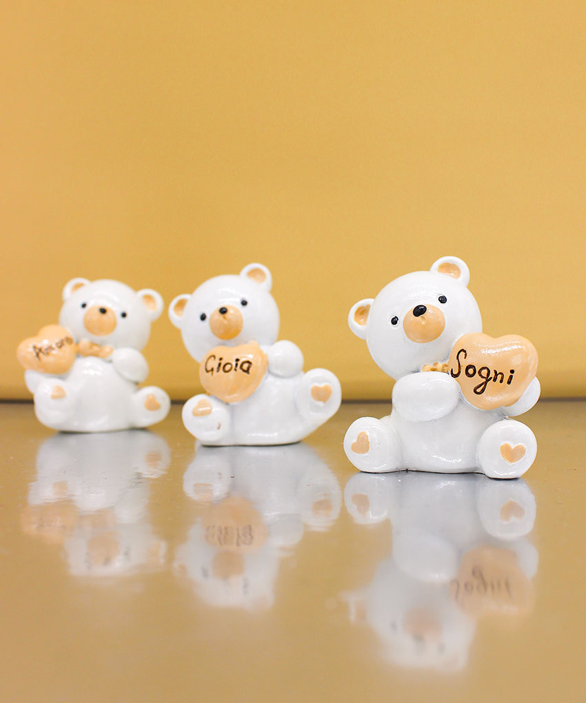 Bomboniera Orsetto con Cuore e Incisione – 3 Modelli Assortiti