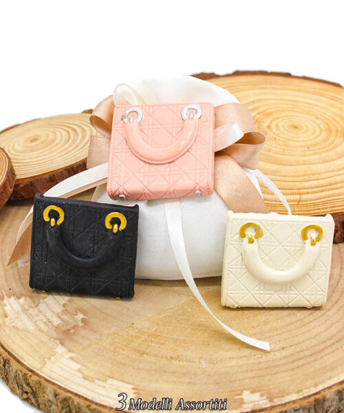 Bomboniera Borsetta con Magnete – 3 Colori Assortiti in Resina