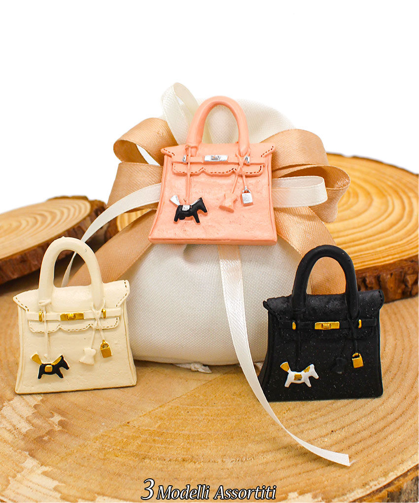Bomboniera Borsetta con Magnete – 3 Colori Assortiti in Resina