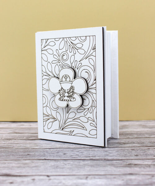 Bomboniera Vangelo con Copertina in Legno Intagliato Laser - Simbolo Calice - Prima Comunione