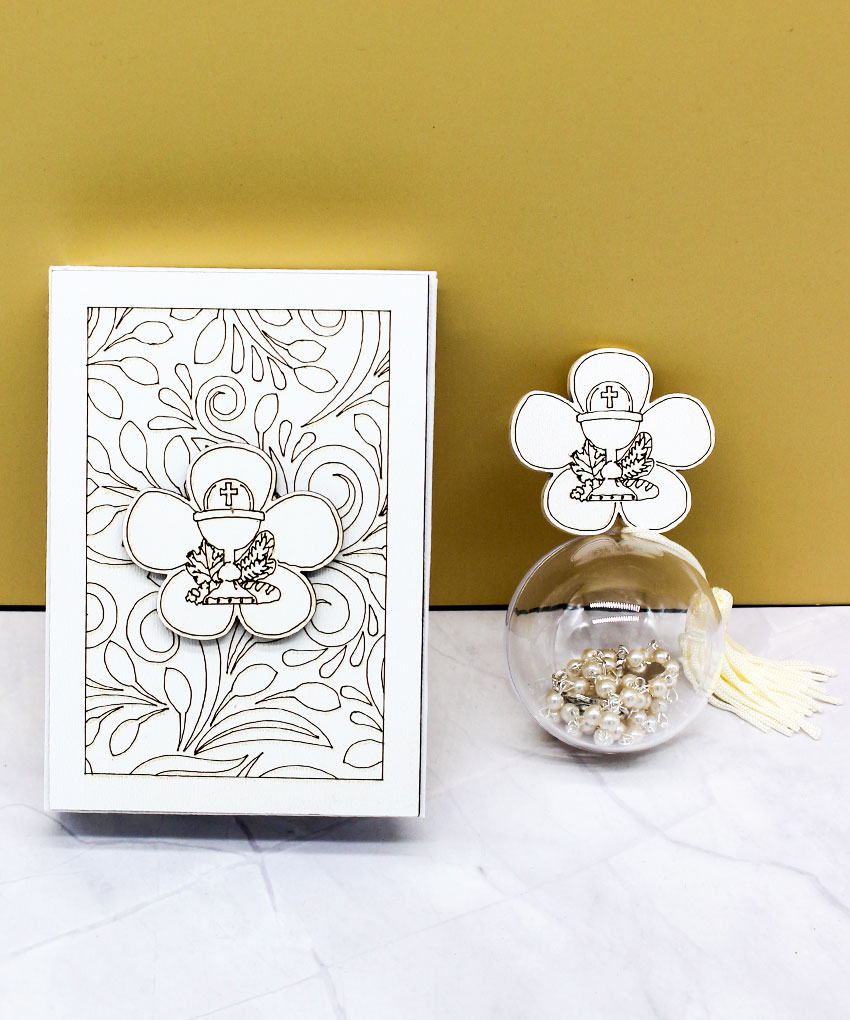 Bomboniere Set 2 Pezzi: Vangelo con Porta Rosario - Simbolo Comunione