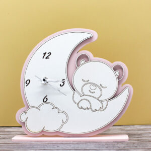 Bomboniera Orologio Orsetto su Luna - Colore Rosa