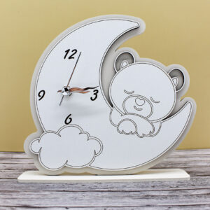 Bomboniera Orologio Orsetto su Luna - Colore Sabbia