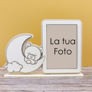 Bomboniera Portafoto con Orsetto su Luna - Colore Sabbia