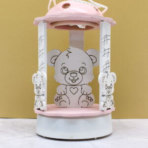 Bomboniera Carillon Lanterna a Luce LED con Orsetto - Colore Rosa