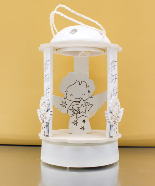 Bomboniera Carillon Lanterna a Luce LED con Angioletto - Colore Sabbia