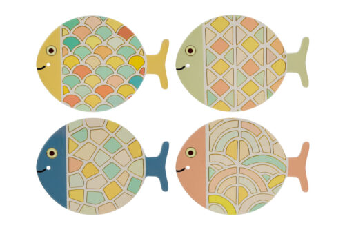 Poggiapentola Pesciolino in Ceramica 4 Colori Assortiti 15x20 cm – Bomboniera Completa di Confezione (Cod. 58014)