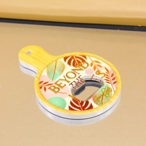 Bomboniera Apribottiglie Decorato Floreale Primavera con Magnete in Legno