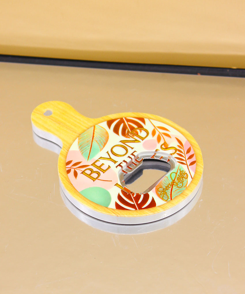 Bomboniera Apribottiglie Decorato Floreale Primavera con Magnete in Legno