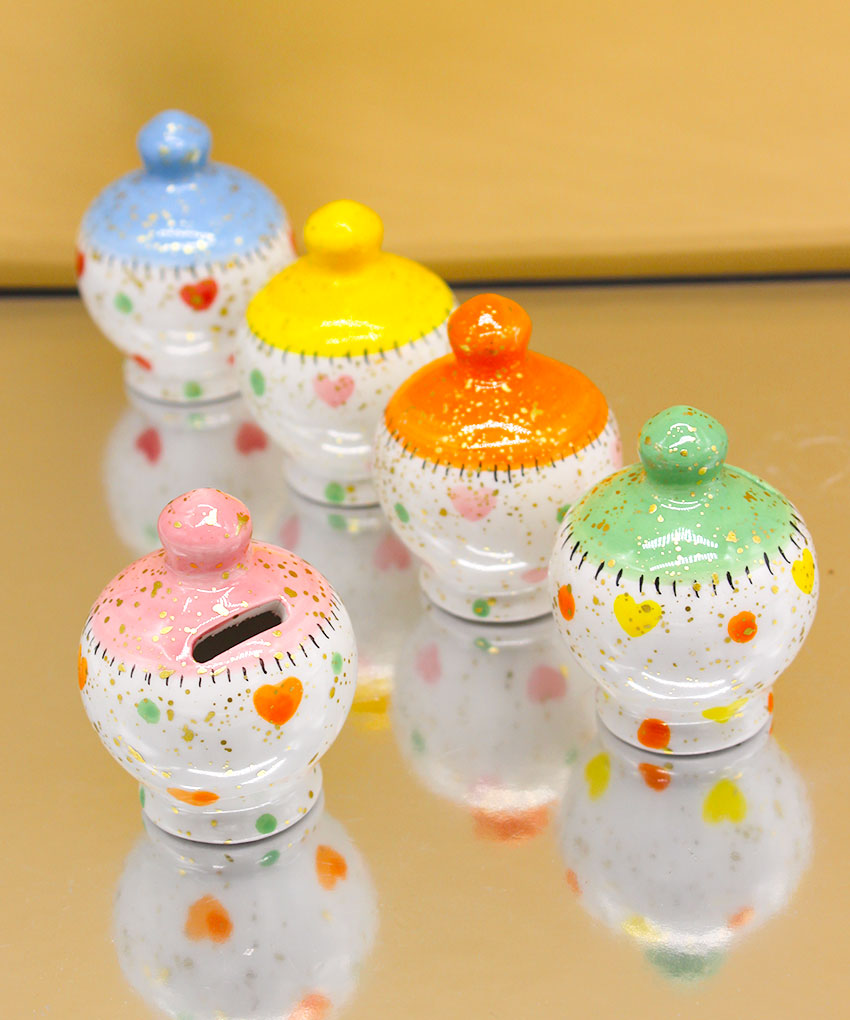 Bomboniera Mini Salvadanaio in Porcellana Dipinta 6 Colori Assortiti