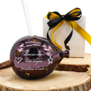 PROFUMATORE PALLONCINO GRANDE LED 4 COLORI ASSORTITI (ARGENTO, ORO, RAME, ROSA GOLD) FINITURA LUCIDA SPECCHIATA – Bomboniera Completa di Confezione