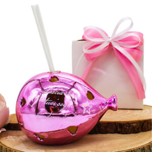 P63R – PROFUMATORE PALLONCINO LED ROSA FINITURA LUCIDA SPECCHIATA CON FRASE – Bomboniera Completa di Confezione
