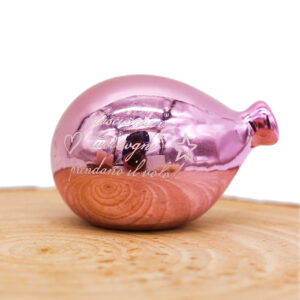 P64R Bomboniera Palloncino in Porcellana Rosa Lucido Specchiato con Frase